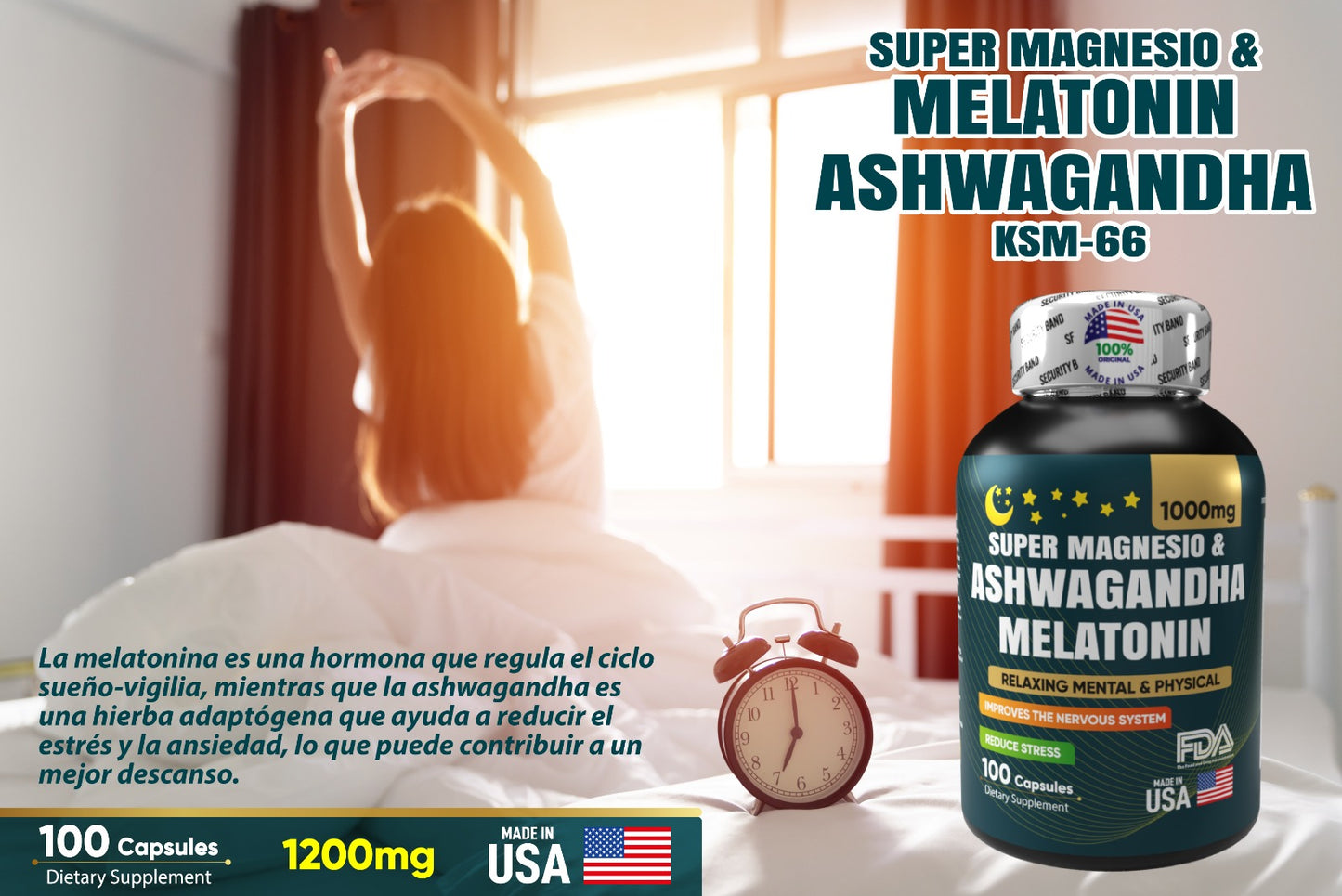 Super Magnesio + Ashwagandha KSM-66 + Melatonina