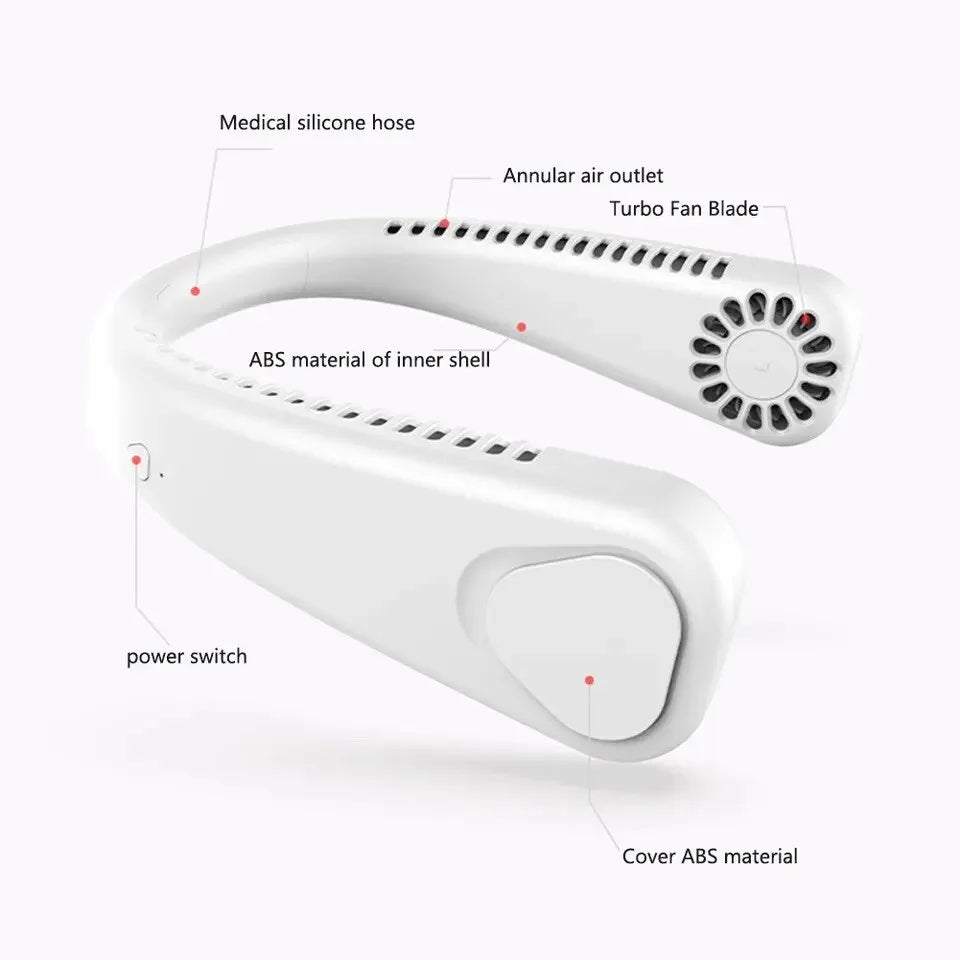 Ventilador de Cuello Portátil Sin Aspas – Recargable, Ligero y Silencioso