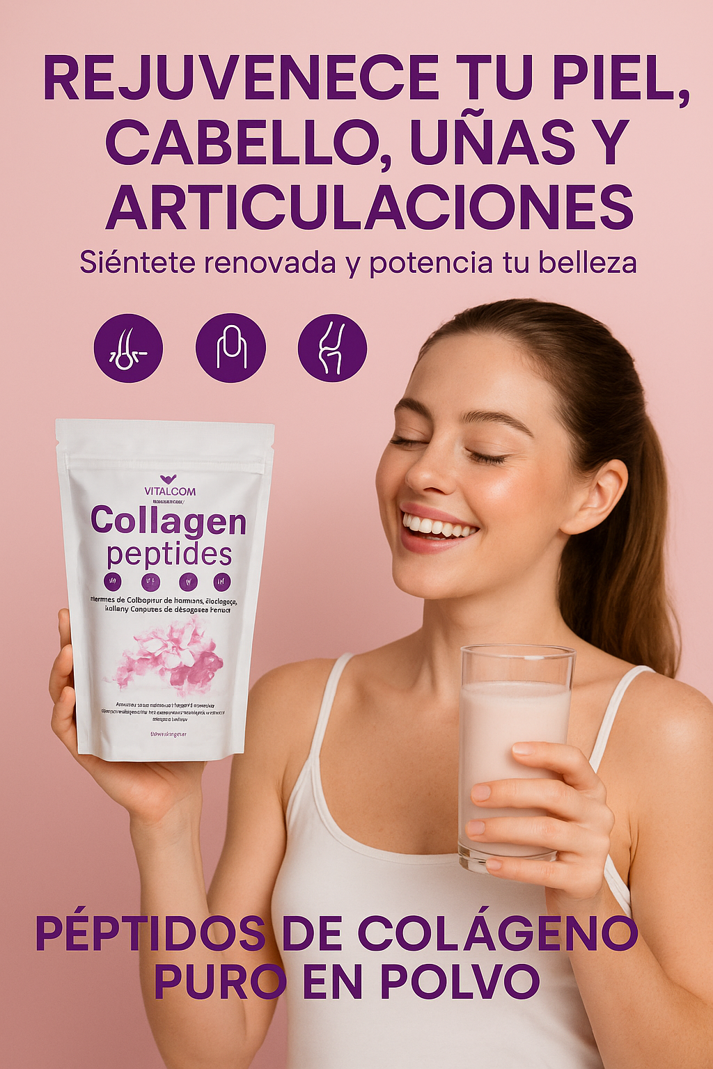 DELUXE Colágeno Piel y Articulaciones con Péptidos de Pescado Hidrolizado Tipo I, II y III