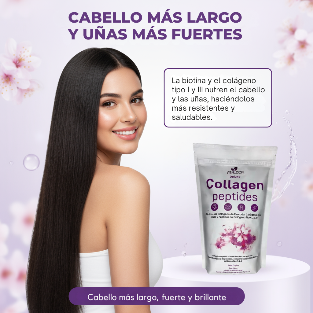 DELUXE Colágeno Piel y Articulaciones con Péptidos de Pescado Hidrolizado Tipo I, II y III