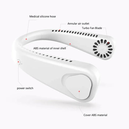Ventilador de Cuello Portátil Sin Aspas – Recargable, Ligero y Silencioso